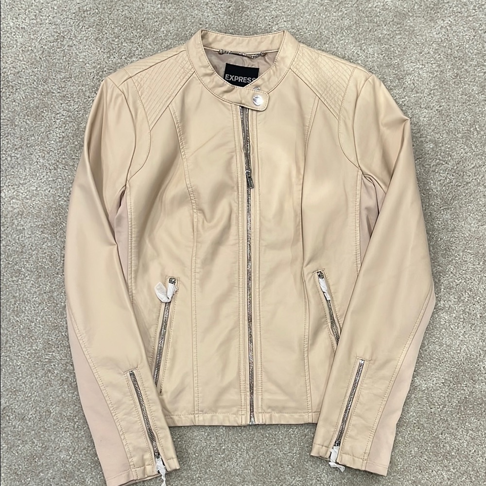 Express Women's Beige Leather Jacket